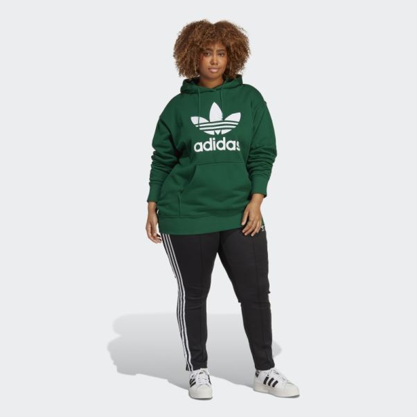 Adidas Sweat à Capuche Trèfle Vert Foncé (grande Taille)