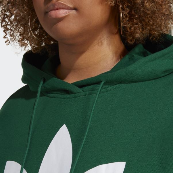 Adidas Sweat à Capuche Trèfle Vert Foncé (grande Taille)