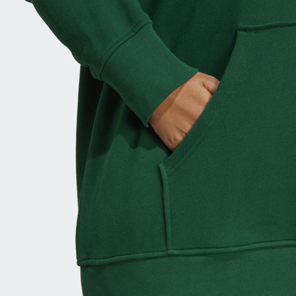 Adidas Sweat à Capuche Trèfle Vert Foncé (grande Taille)