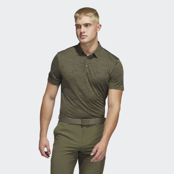 Adidas Polo De Golf En Jacquard Texturé Olive
