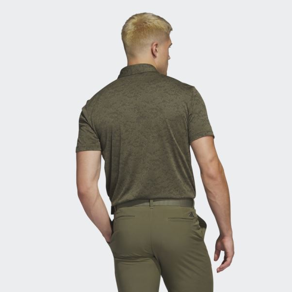 Adidas Polo De Golf En Jacquard Texturé Olive