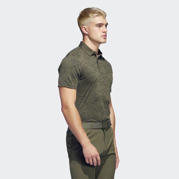 Adidas Polo De Golf En Jacquard Texturé Olive