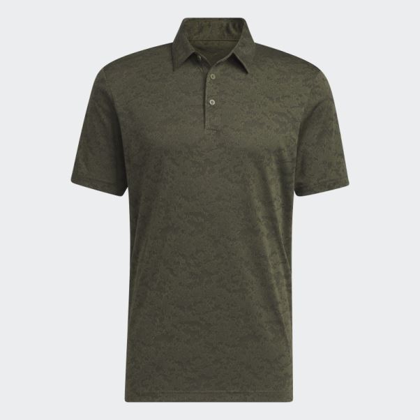 Adidas Polo De Golf En Jacquard Texturé Olive