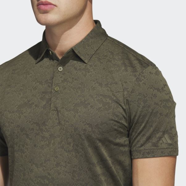Adidas Polo De Golf En Jacquard Texturé Olive
