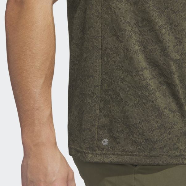 Adidas Polo De Golf En Jacquard Texturé Olive