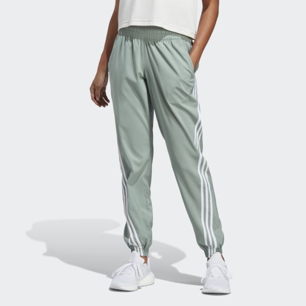 Pantalon Tissé à 3 Bandes Adidas Trainicons Vert Argent