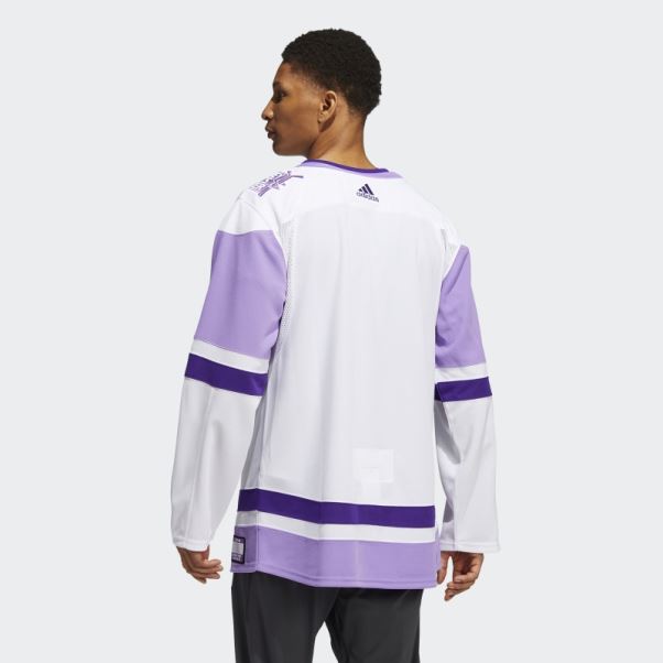 Adidas White Canucks Hockey Lutte Contre Le Cancer Maillot