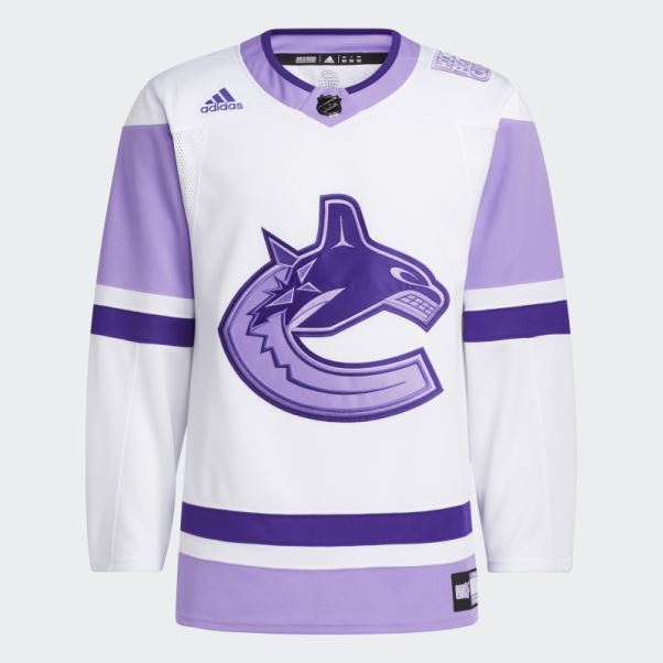 Adidas White Canucks Hockey Lutte Contre Le Cancer Maillot