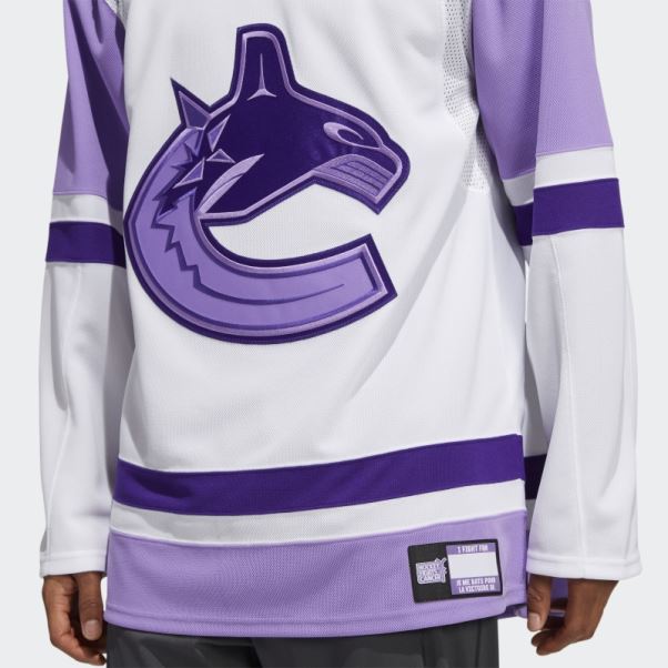 Adidas White Canucks Hockey Lutte Contre Le Cancer Maillot