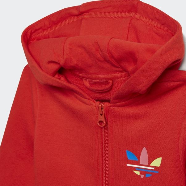 Ensemble Sweat à Capuche Zippé Adicolor Rouge Adidas