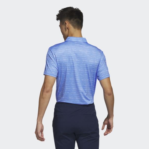 Polo De Golf Zip Rayé Adidas Bleu