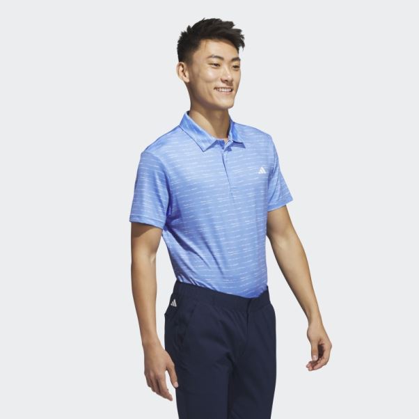 Polo De Golf Zip Rayé Adidas Bleu