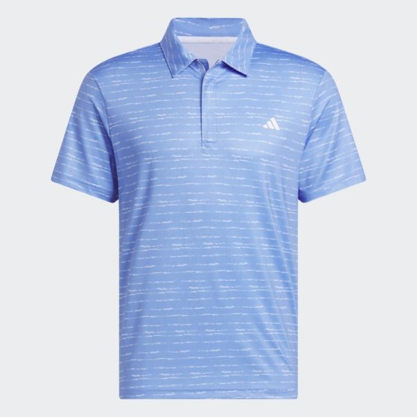 Polo De Golf Zip Rayé Adidas Bleu