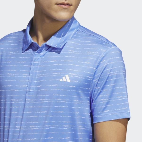 Polo De Golf Zip Rayé Adidas Bleu