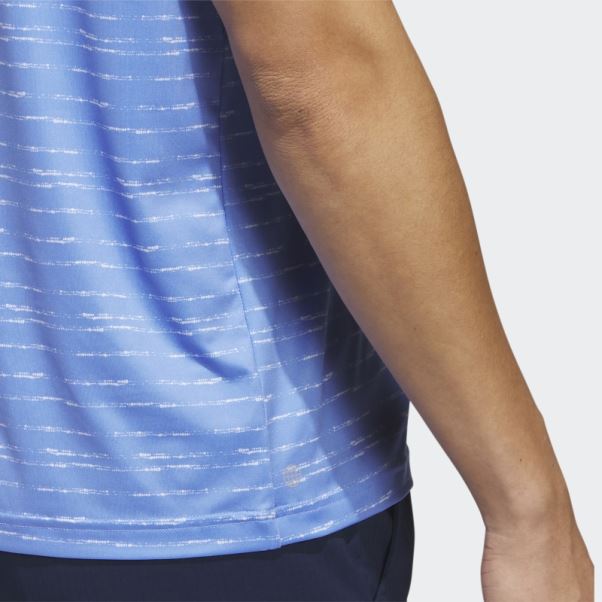 Polo De Golf Zip Rayé Adidas Bleu