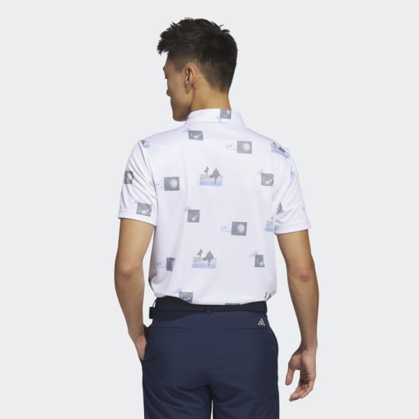 Adidas Polo Imprimé Allover Blanc