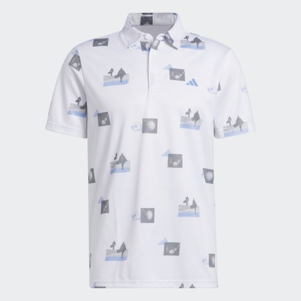 Adidas Polo Imprimé Allover Blanc