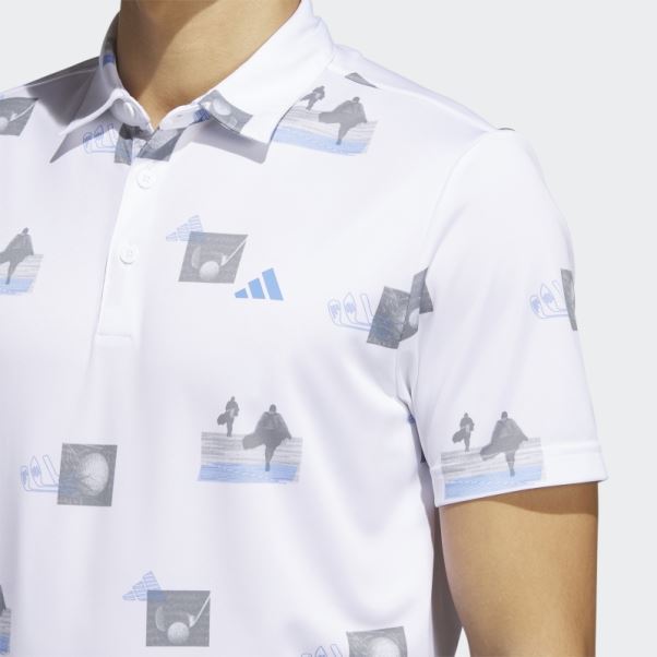Adidas Polo Imprimé Allover Blanc