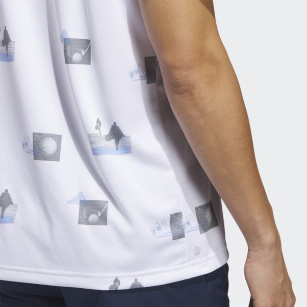 Adidas Polo Imprimé Allover Blanc