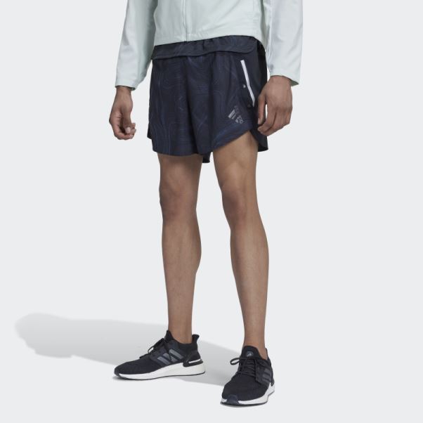 Chaud Adidas Conçu Pour Courir Pour Les Océans Short Bleu