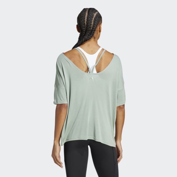 T-shirt Oversize Yoga Studio Vert Argent Adidas