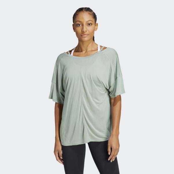T-shirt Oversize Adidas Yoga Studio Vert Argent