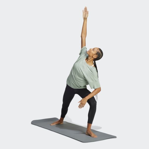 T-shirt Oversize Adidas Yoga Studio Vert Argent