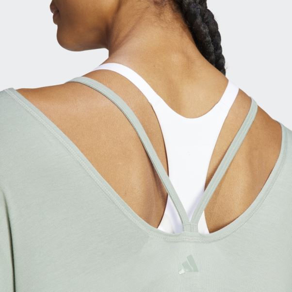 T-shirt Oversize Adidas Yoga Studio Vert Argent