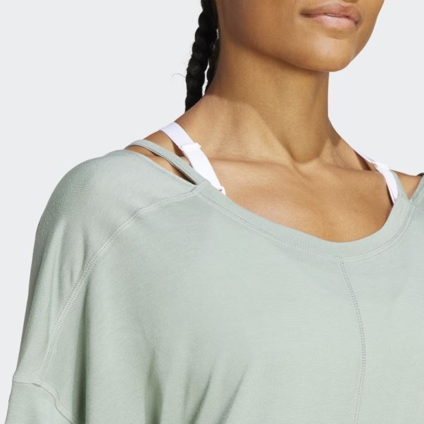 T-shirt Oversize Adidas Yoga Studio Vert Argent