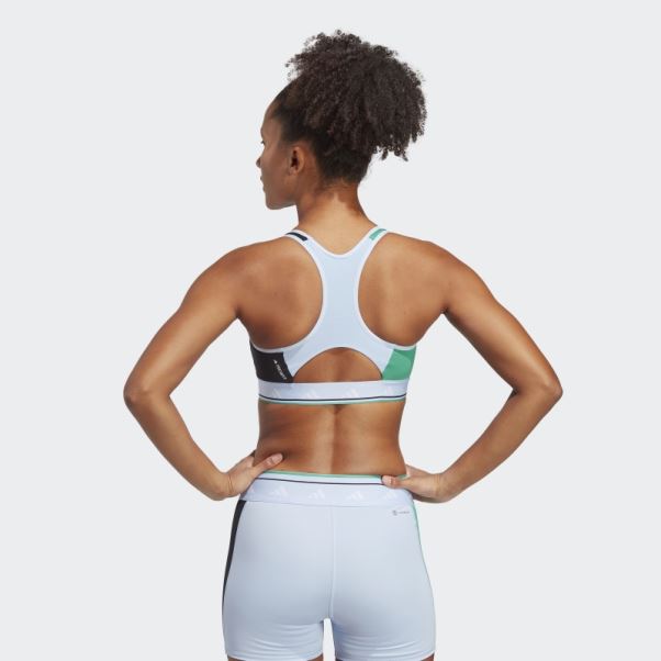 Soutien-gorge Techfit à Maintien Moyen Adidas Powerreact Training Bleu Aube
