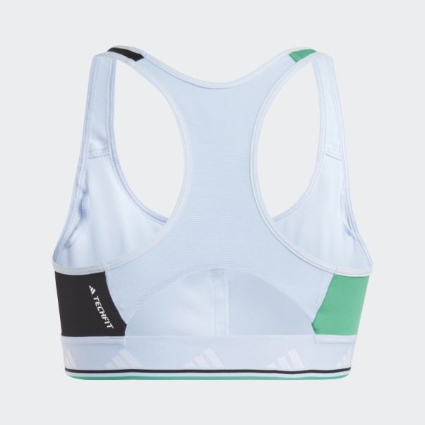 Soutien-gorge Techfit à Maintien Moyen Adidas Powerreact Training Bleu Aube