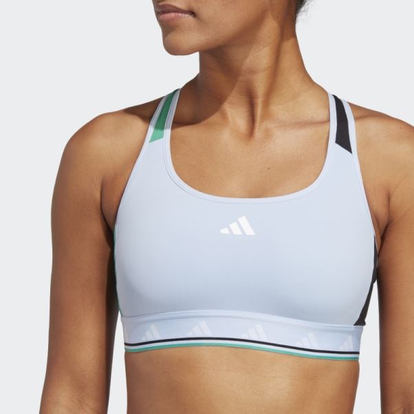 Soutien-gorge Techfit à Maintien Moyen Adidas Powerreact Training Bleu Aube