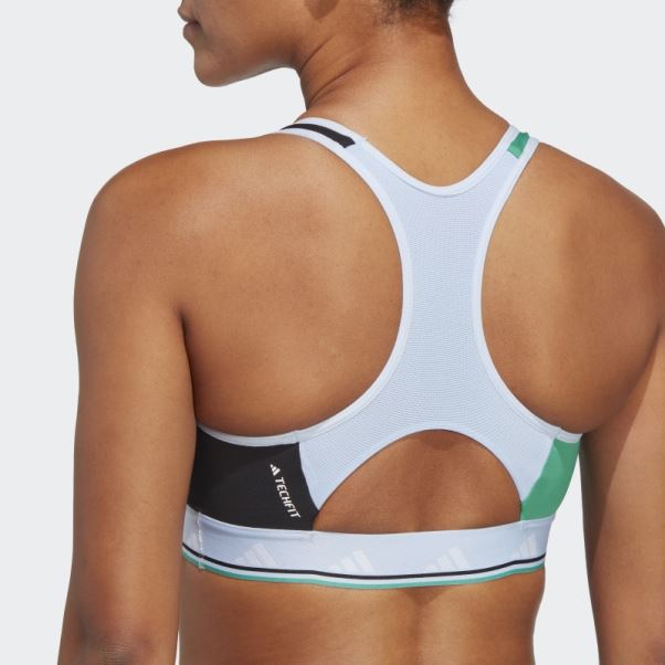 Soutien-gorge Techfit à Maintien Moyen Adidas Powerreact Training Bleu Aube