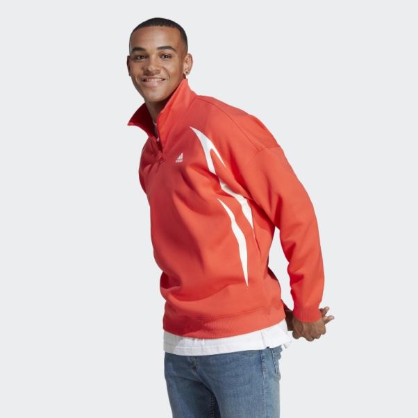 Sweat Colorblock Quart Zip Rouge Adidas