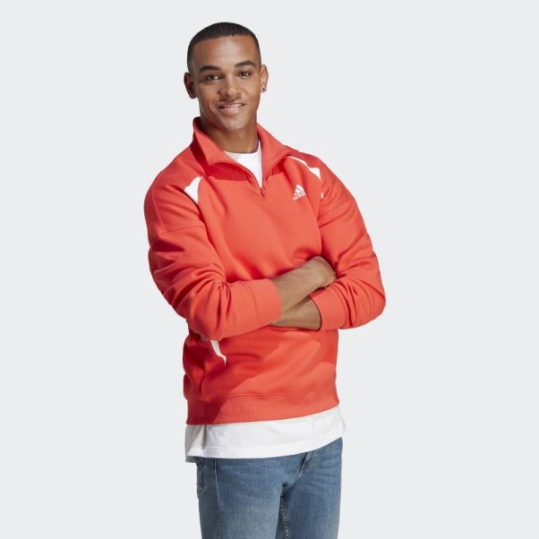 Sweat Colorblock Quart Zip Rouge Adidas