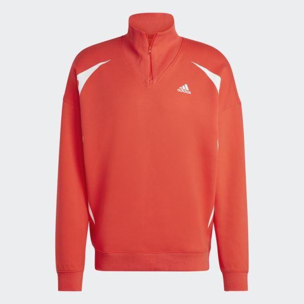 Sweat Adidas Colorblock Quarter Zip Rouge