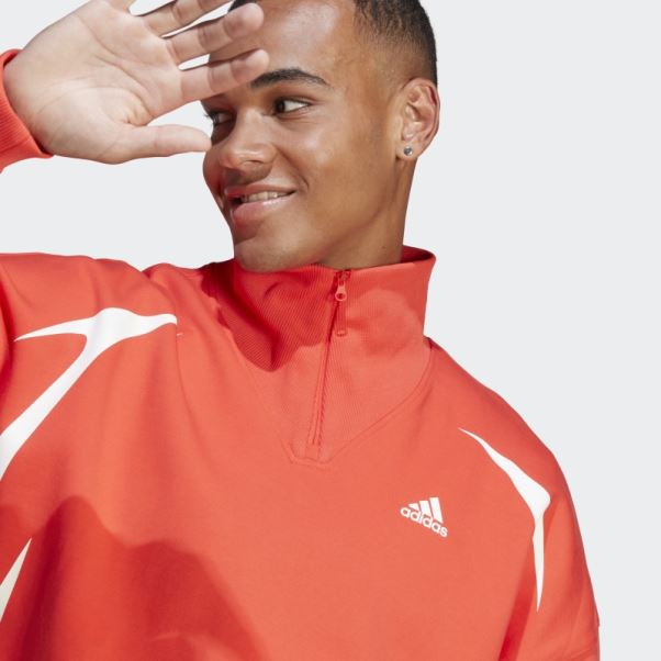 Sweat Adidas Colorblock Quarter Zip Rouge