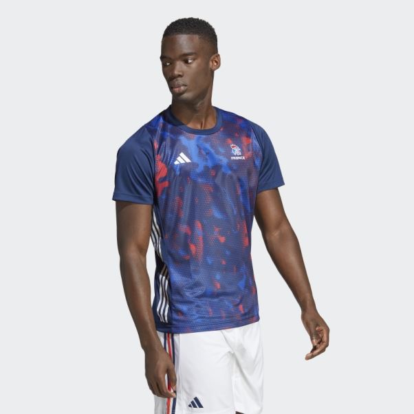 Tee Shirt France Handball Adidas Bleu Marine