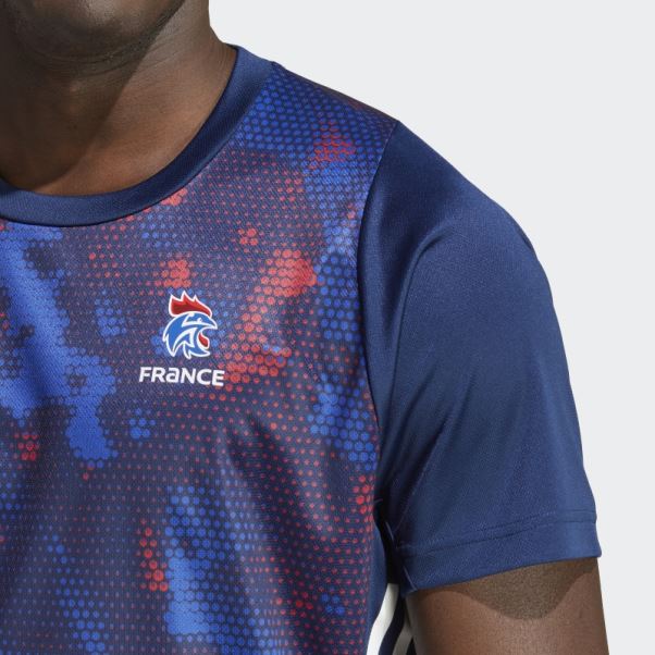 Tee Shirt France Handball Adidas Bleu Marine