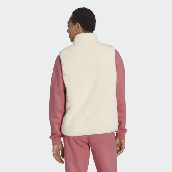 Gilet Réversible Adidas Essentials+ Blanc En Polaire Duveteuse