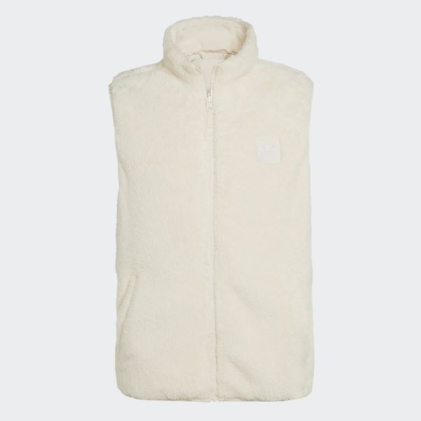 Gilet Réversible Adidas Essentials+ Blanc En Polaire Duveteuse
