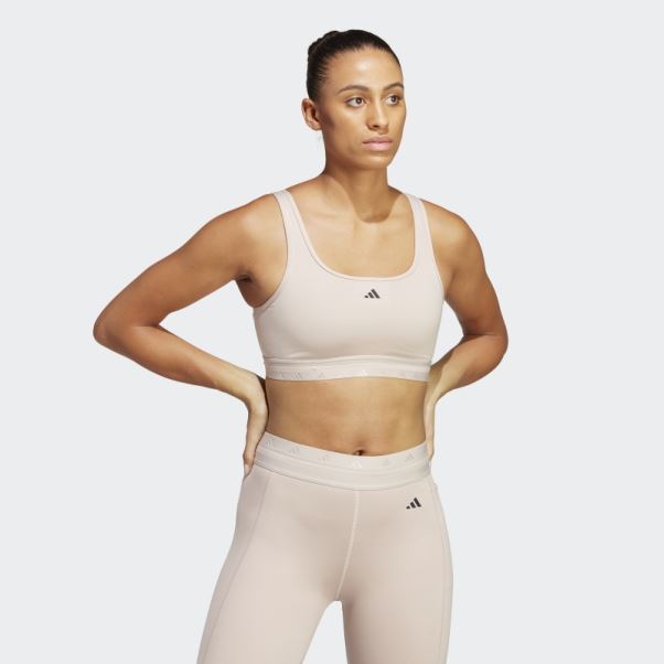 Soutien-gorge Techfit à Maintien Léger Adidas Aeroreact Training Taupe