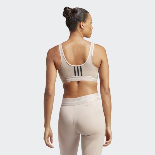 Soutien-gorge Techfit à Maintien Léger Adidas Aeroreact Training Taupe