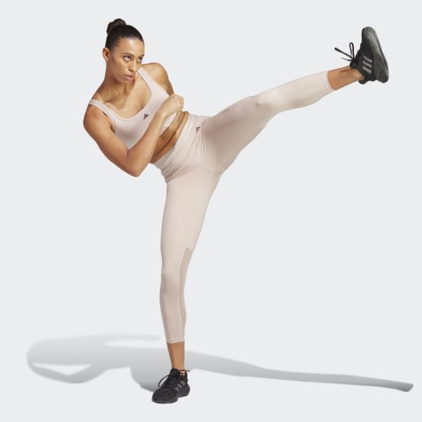 Soutien-gorge Techfit à Maintien Léger Adidas Aeroreact Training Taupe
