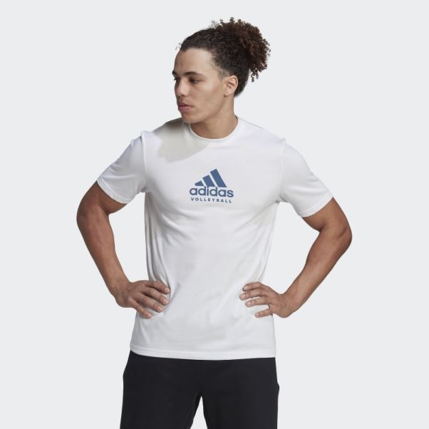 T-shirt Adidas Volley-ball Logo Graphique Blanc