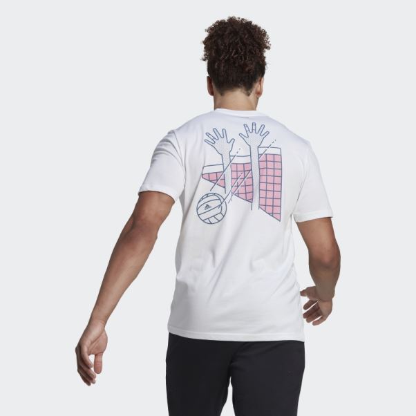 T-shirt Adidas Volley-ball Logo Graphique Blanc