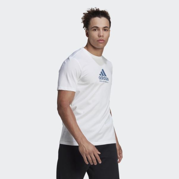 T-shirt Adidas Volley-ball Logo Graphique Blanc