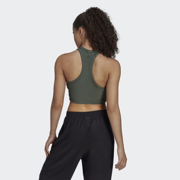 Vert Oxyde Yoga Studio Débardeur Côtelé Enveloppé Adidas