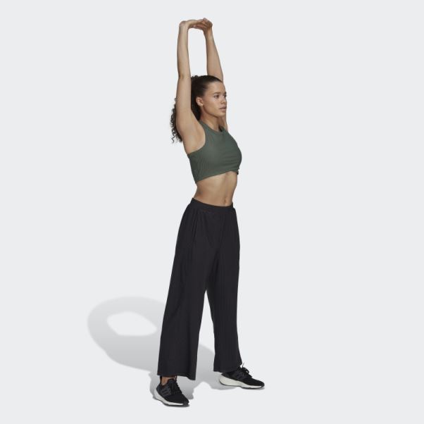 Vert Oxyde Yoga Studio Débardeur Côtelé Enveloppé Adidas
