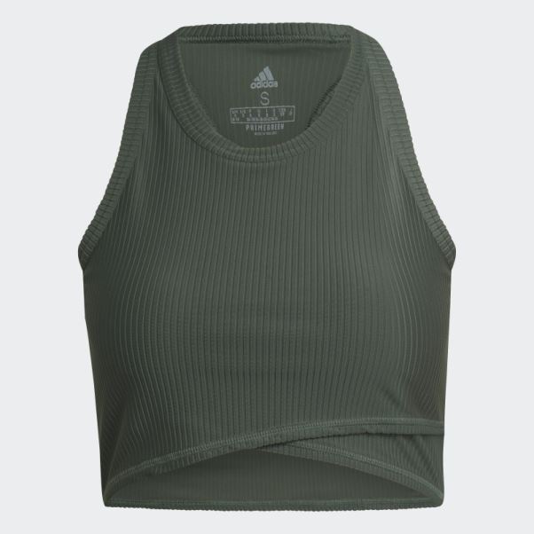 Vert Oxyde Yoga Studio Débardeur Côtelé Enveloppé Adidas